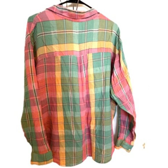 Gap The Big Shirt  Madras Plaid Seersucker Sz XL - Picture 2 of 5